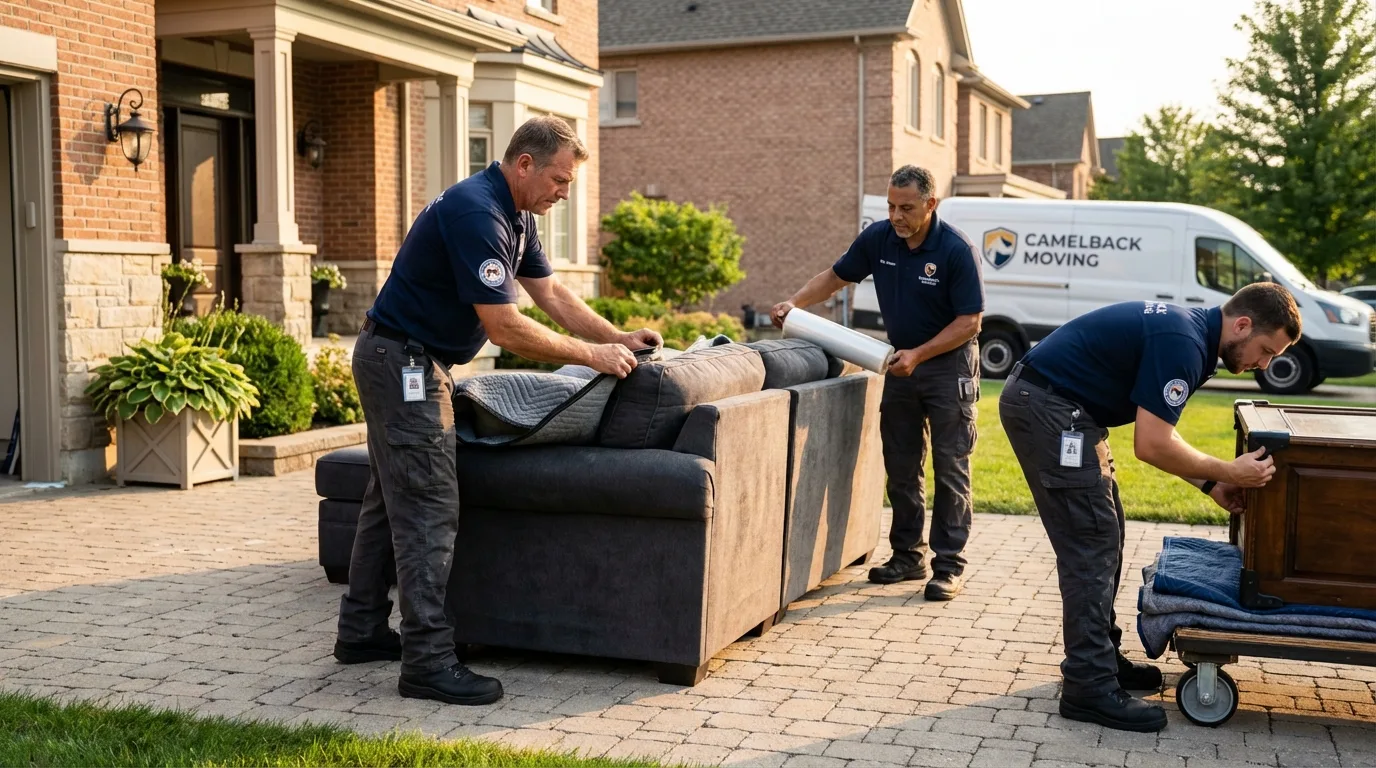 Large estate moving crew wrapping furniture in Great Barrington, MA