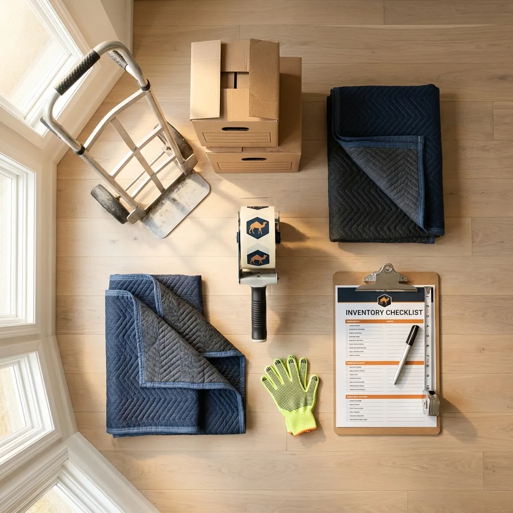 Professional moving supplies and packing materials layout for Great Barrington residential relocations